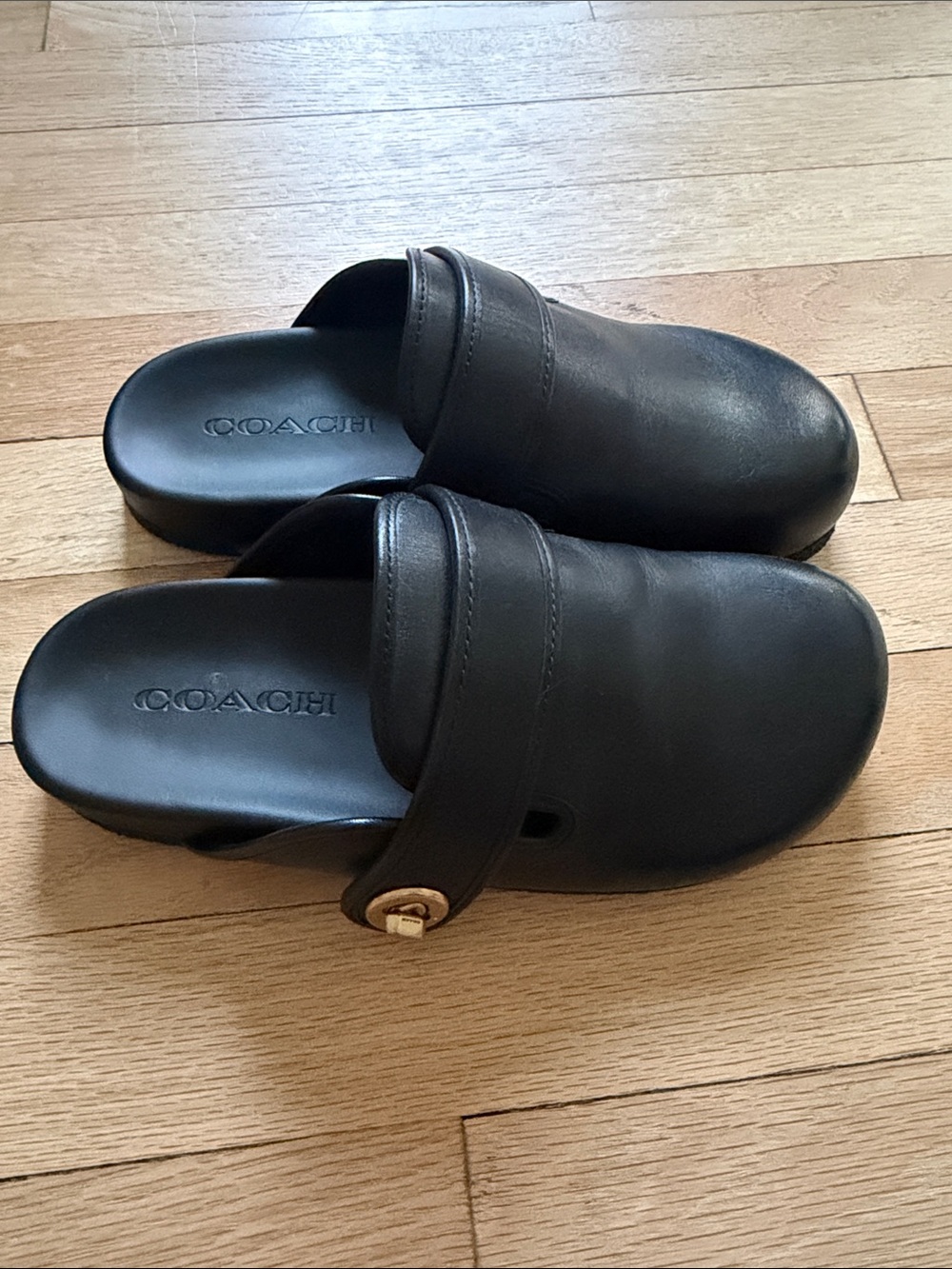 Coach Leather Turnlock Clogs